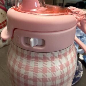 Pink Checkered Water Bottle